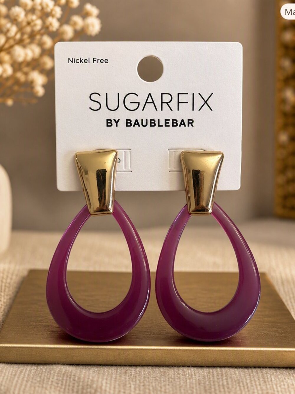 Sugarfix by BaubleBar Gold & Purple Statement Earrings NWT